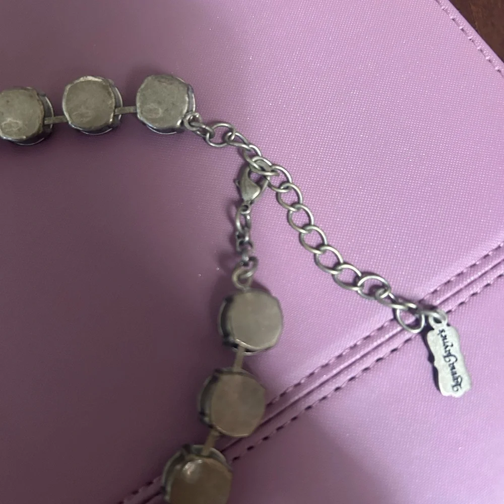 Necklace with blue stones, dark silver color metal setting. 18-19” length - Picture 4 of 7
